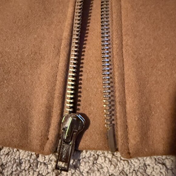 GAP Quilted Sleeve Camel Wool Blend Moto Jacket - Picture 7 of 8